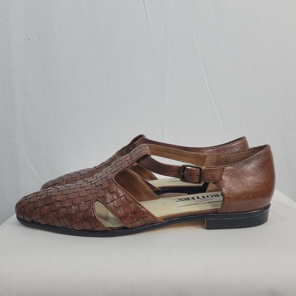 Vintage Trotters Woven Leather Fisherman Sandals women's sz 10.5 brown 80s - Picture 4 of 15